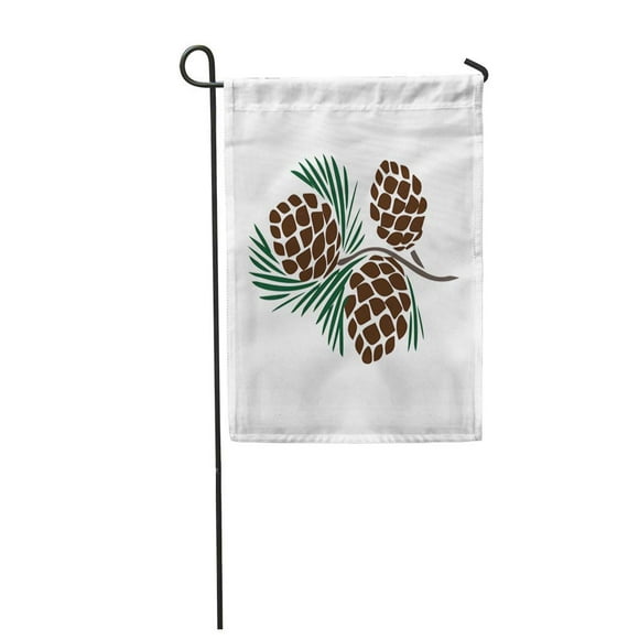 POGLIP White Cone Pinecones on Pine Branch Brown Cedar Tree Silhouette Fir Needles Garden Flag Decorative Flag House Banner 28x40 inch