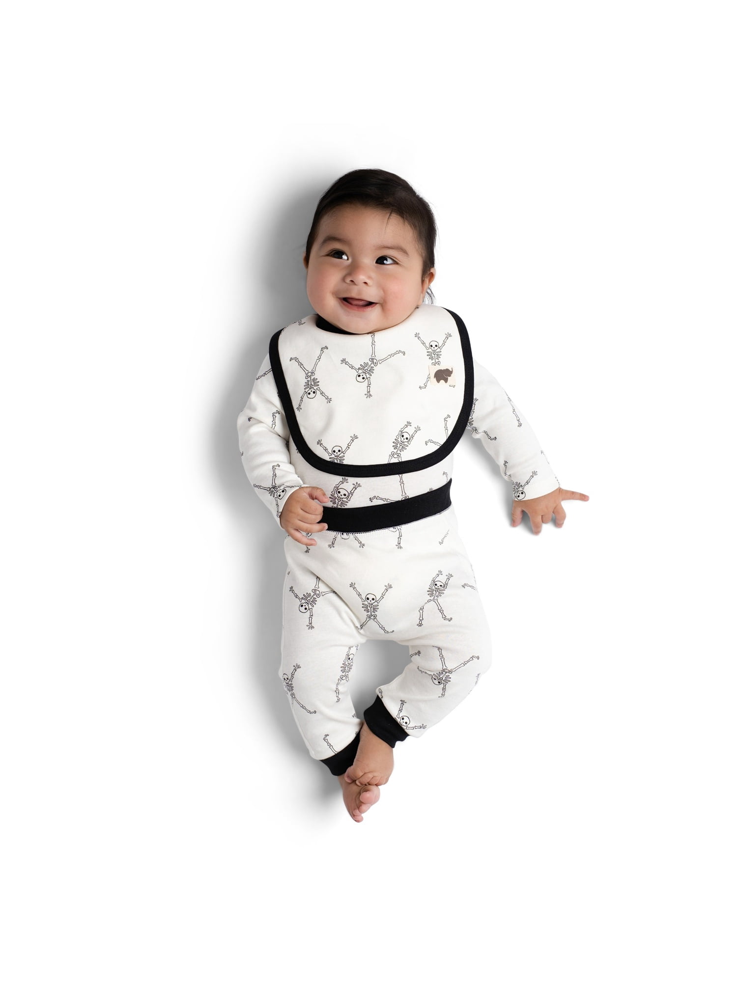 M+A by Monica + Andy Organic Cotton Gender Neutral Halloween First Moves Bodysuit + Groove Pant + Bib Set, Sizes Newborn -24 Months