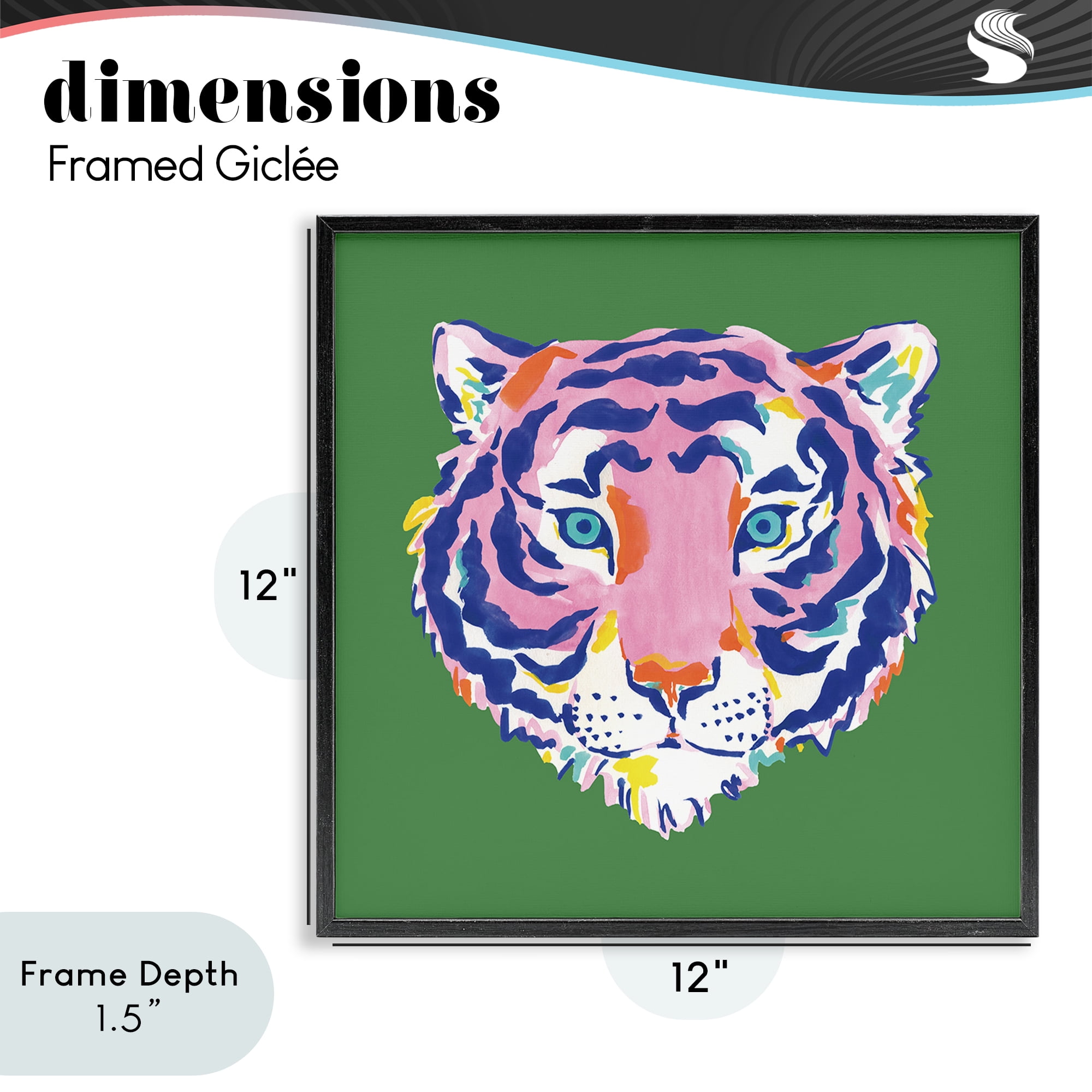 Stupell Industries Exotic Boho Tiger Face Black Framed Giclee Art, design by Karolina Sato