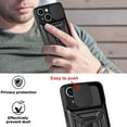 thumbnail image 4 of Case for Apple iPhone 13 with Slide Camera Cover,Military Grade Heavy Duty Protection Phone Case Cover with Magnetic Ring Kickstand for iPhone 13 SJ Black, 4 of 7