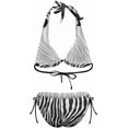 thumbnail image 6 of SKQIT Women's Two Piece Set Zebra Print Drawstring Side Swimwear Halter Backless Bikini Swimsuit, 6 of 7