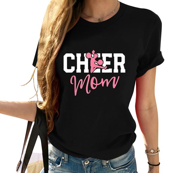 Pink Cheerleader Mom Shirt Cheer Mom Gifts Mama Mother T-Shirt