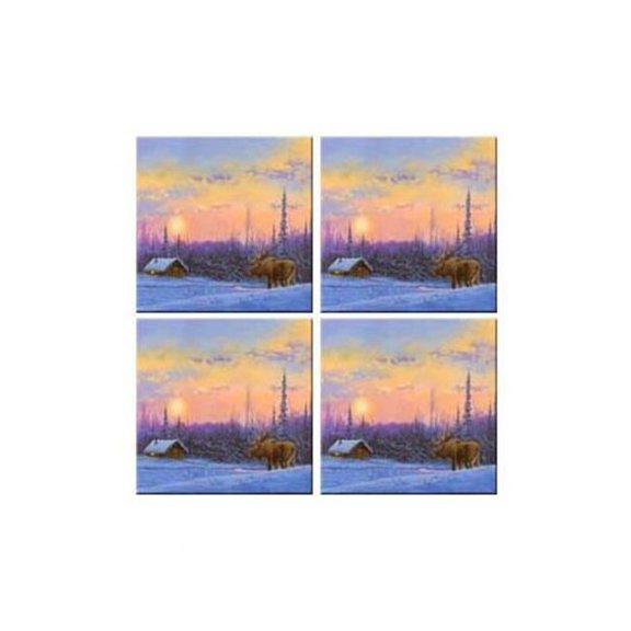 McGowan TT70020 Tuftop Van Zyle Moose and Cabin Coasters Set of 4