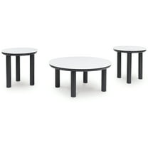 Signature Design by Ashley Xandrum 3-Piece Coffee Table Set with End Tables - Black/White Finish