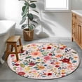thumbnail image 3 of Pink Flowers Round Area Rug 3Ft Washable Small Circle Rugs for Kitchen Entryway, Spring Farmhouse Floral Leaves Vintage Non-Slip Carpet Floor Mats Indoor Outdoor Carpet Runner Aesthetic Home Decor, 3 of 8