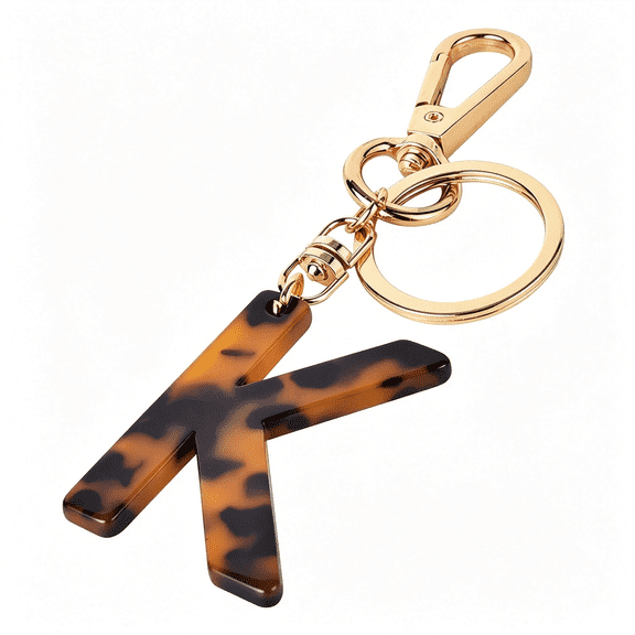 DESIGNICE Letter Key Chains Accessories for Women and Girls,Gold Initial Key Ring Leopard Print Bag Charm for Car Keys Initial Keychain Initial Bag Charm