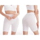 thumbnail image 3 of Pantalones cortos lisos con costuras para mujer: braguitas lisas de cintura alta para llevar debajo de vestidos o leggings, para uso diario informal, con tejido de poliéster elástico., 3 of 5