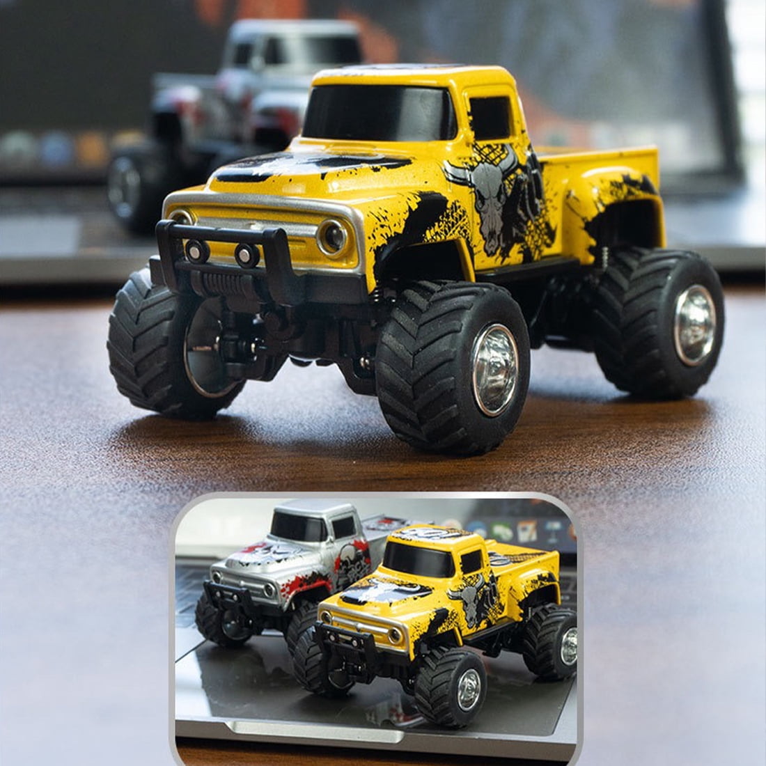 1:64 Scale Alloy Mini Monster Truck - 2.4G 3-Speed RC Crawler with Mobile App Control, 3.8KM/H Off-Road Vehicle with LED Lights & Multi-Player Mode for Adults
