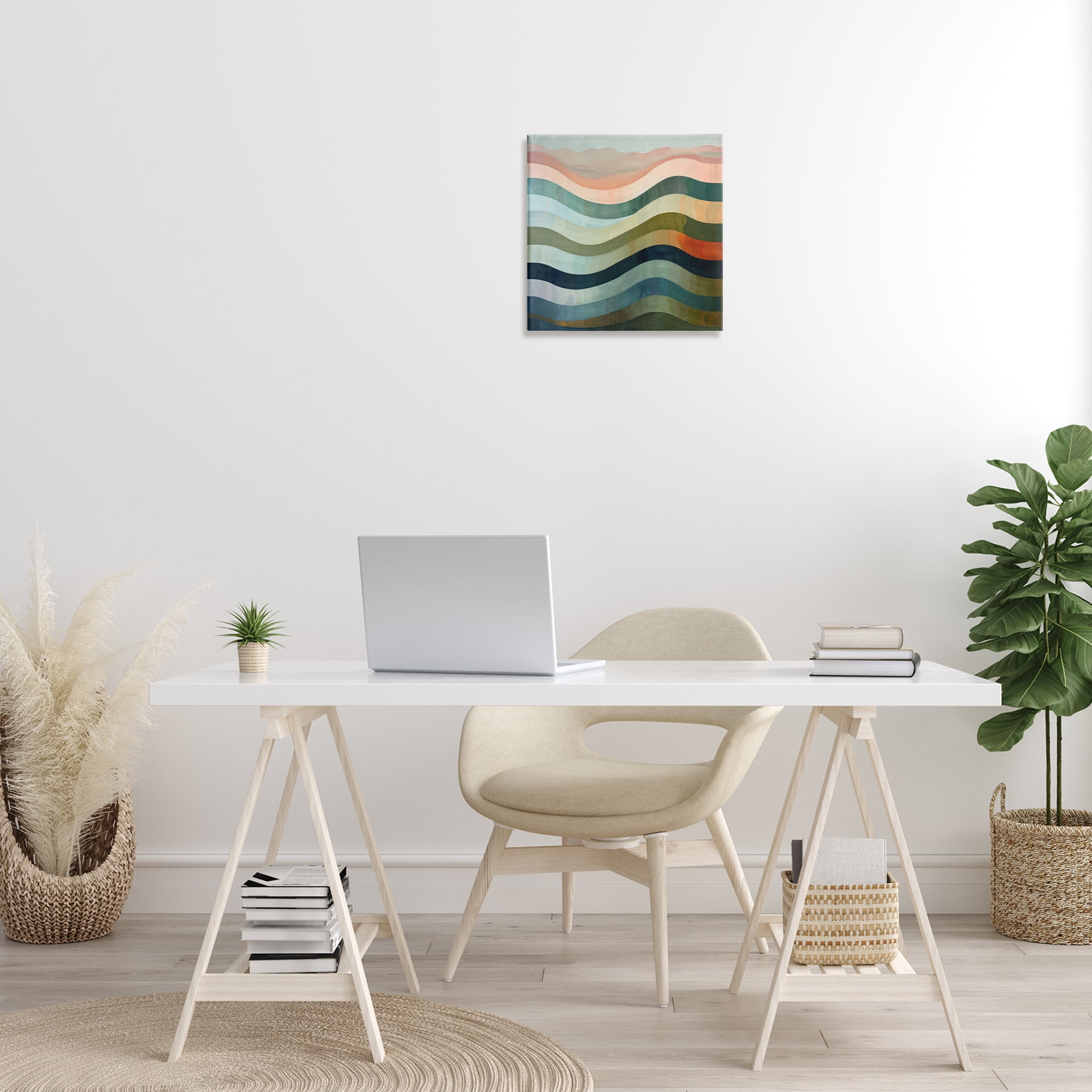 Stupell Industries Fluid Dynamic Stripes Abstract Painting Gallery Wrapped Canvas Art Print Wall Art, 17 x 17