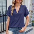 thumbnail image 6 of Xixinqiwan Women Tops Plus Size Shirts,Women's Fashion Casual Spring And Summer New Solid Color Big V Neck Loose Short-Sleeved T-shirts Pullover Casual Tops Clothes, 6 of 8