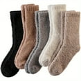 thumbnail image 5 of 5 Pair Women Fuzzy Slipper Socks Winter Microfiber Soft Cozy Plush Fluffy Socks Warm Comfy Thermal Home Sleeping Socks, 5 of 5