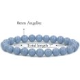 thumbnail image 2 of Natural Blue Angelite Gemstone 8mm Round Beads Stretch Bracelet 7 Inch, 2 of 5