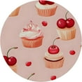 thumbnail image 3 of Cupcake Cherry Elastic Round Tablecloth - Waterproof & Oil-Resistant Polyester Fabric, Elastic Hem Fits 40-44 Inch Round Tables, Wrinkle-Free for Indoor/Outdoor Use, 3 of 6