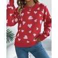 thumbnail image 3 of Heart Sweaters for Women Valentine's Day Casual Loose Lightweight Crewneck Sweater Lantern Sleeve Pullover Tops Shermie, 3 of 6