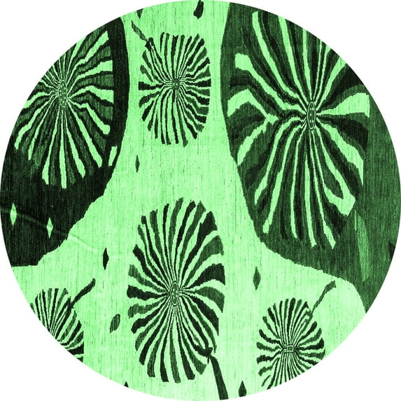 Ahgly Company Indoor Round Oriental Emerald Green Modern Area Rugs, 6' Round