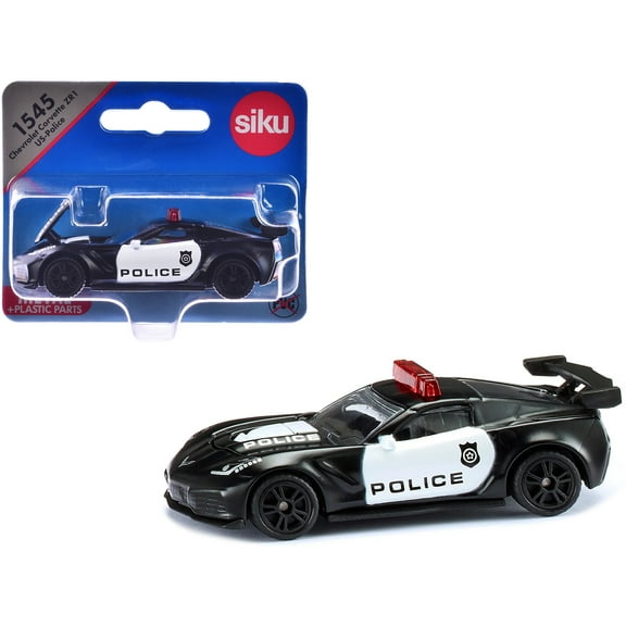 Chevrolet Corvette ZR1 Police Car Black and White Die Cast Model Car by Siku