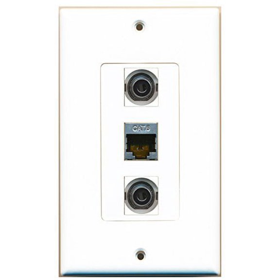 RiteAV - 1 Port Shielded Cat6 Ethernet 2 Port 3.5mm Decorative Wall Plate Decorative