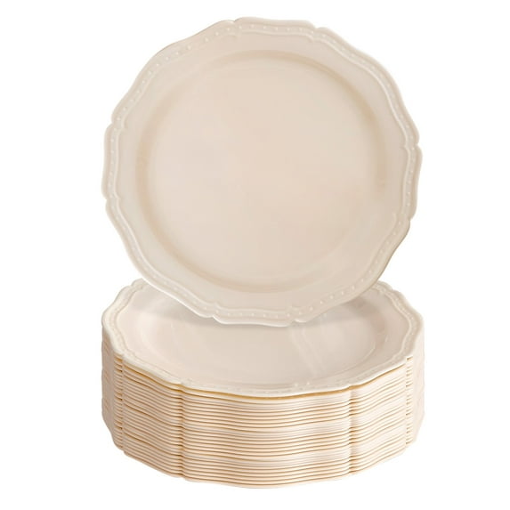 PLASTIC PLATES FOR WEDDING RECEPTION | Cream | 10.25” | 20 PC