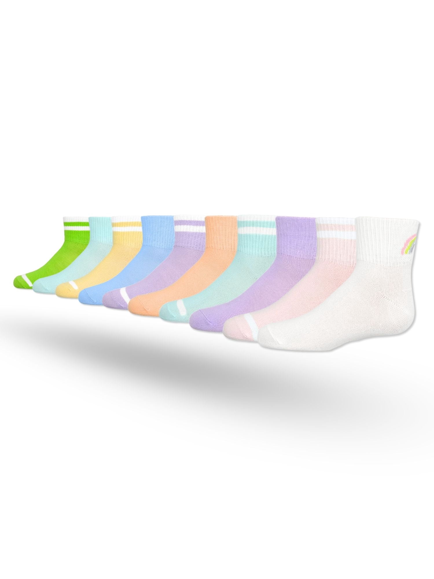 Wonder Nation, Girls Ankle Icon Socks, 10-Pack, Sizes S-L
