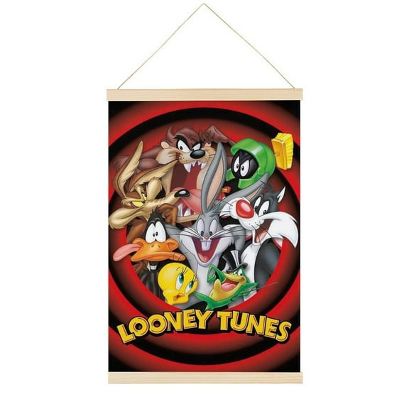 Taz Animal Mania Poster Wall Fabric Decor Hanging Paintings Wood Frame Magnetic Kit Holder Print Picture for Living Room Bedroom 16x24in