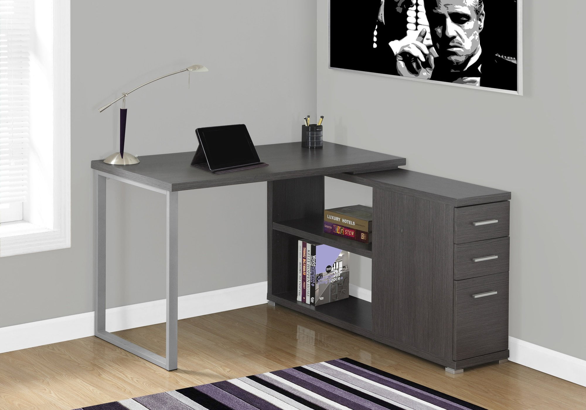 Scranton & Co L Shaped Computer Desk in Gray