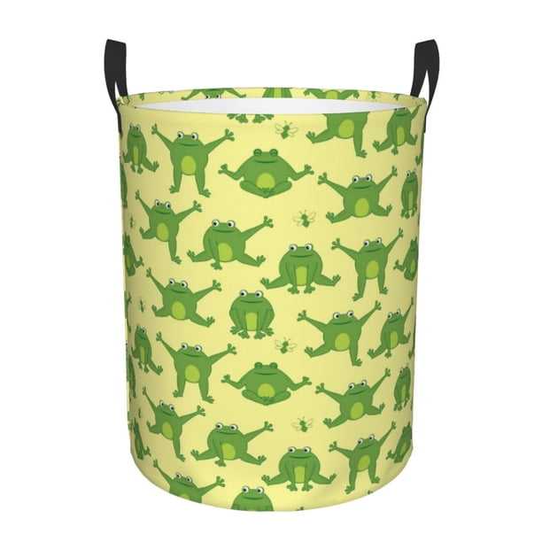 Balery Funny Frogs Cesta de ropa redonda con asas, impermeable, independiente, para ropa, juguetes, dormitorio y familia-Medium