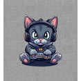 thumbnail image 4 of Focused Gamer Cat Adult Heather Gray Crew Neck Short Sleeve Tee-Medium, 4 of 4
