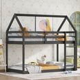 thumbnail image 2 of Jopath Twin over Twin Floor Bunk Bedwith Ladder and Guardrails, House-Shaped-Bunk Bed for Boys Girls Black, 2 of 9
