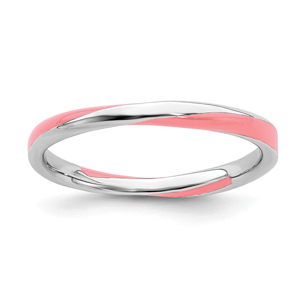 Sterling Silver Stackable Expressions Twisted Pink Enamel Bangle