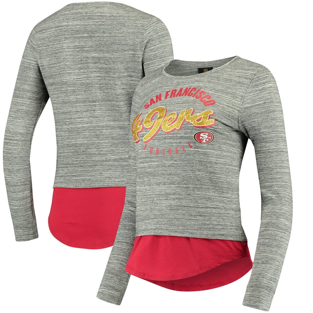 San Francisco 49ers Women's Juniors Shirt Tail Layered Long Sleeve T