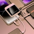 thumbnail image 4 of CNKOO 20 000mAh Portable Charger with Detachable 4-in-1 Cables - Fast Charging Power Bank  LED Display  Compact & Lightweight (White Pink) - Airplane Safe  Includes Lanyard, 4 of 7