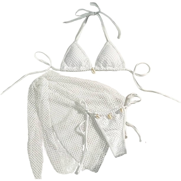 Trajes de Baño de Bikini de Mujer de Moda Sexy Sólido E Impreso Conjunto de Trajes de Baño Divididos, Correas Anchas Ajustables