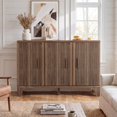 thumbnail image 2 of Furnibear 47" Fluted Buffet Cabinet with Storage Accent Sideboard, Modern Credenza with 3 Doors, Wood Coffee Bar Table Console for Dining Room Kitchen Living Room Entryway, Walnut Brown, 2 of 9