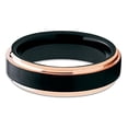 thumbnail image 4 of Silly Kings Jewelry 6mm Tungsten Carbide Wedding Ring Black Brushed Finish Rose Gold Stepped Edge Unisex Band 10 (10), 4 of 4