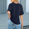 thumbnail image 4 of Stylish Olyvenn Women Oversized T Shirts Short Sleeve Crew Neck Summer Fashion Tops Casual Loose Top Basic Tee with Pocket Navy M, 4 of 7