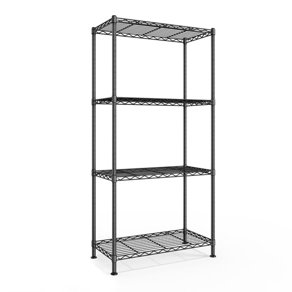 SONGMICS Storage Shelf, Metal Wire Shelving Unit, Adjustable Shelves, 4 Tier, 11.8 x 23.6 x 47.6 Inches, Ink Black