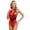 Red, variant on TiaoBug Women's Halloween Shiny Liquid Bodysuit One Piece Zipper Front Tank Leotard Catsuits Red L