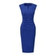thumbnail image 1 of Vestido de trabajo de oficina con cuello en V y manga casquillo plisada para mujer Azul Real M, 1 of 6
