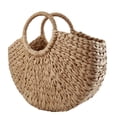 thumbnail image 4 of Beach Holiday Bag Half Round Straw Handbag black, 4 of 5