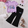 thumbnail image 2 of Kid Toddler Girl Clothes Outfits Short Sleeve Butterfly Top Flared Leg Pants Summer Clothing Set 3-4 Years, 2 of 4