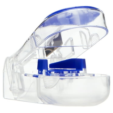 Equate Ultra Pill Splitter and Pill Cutter, Pill Splitter With Retracting Blade Guard For Cutting Small Pills or Large Pills In Half clear case various colors