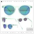 thumbnail image 2 of Retro Iconic Color Mirror Round Horn Rim Hipster Plastic Sunglasses Mint - Teal Mirror, 2 of 8