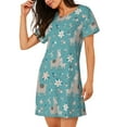 thumbnail image 2 of Pofeuu Teal Mama Llama Print Women's Loose Fit Short Sleeve Nightgown, Comfortable Sleep Dress for Women, Casual Lounge Sleepwear, Soft Cotton Sleep Dress, 2 of 6