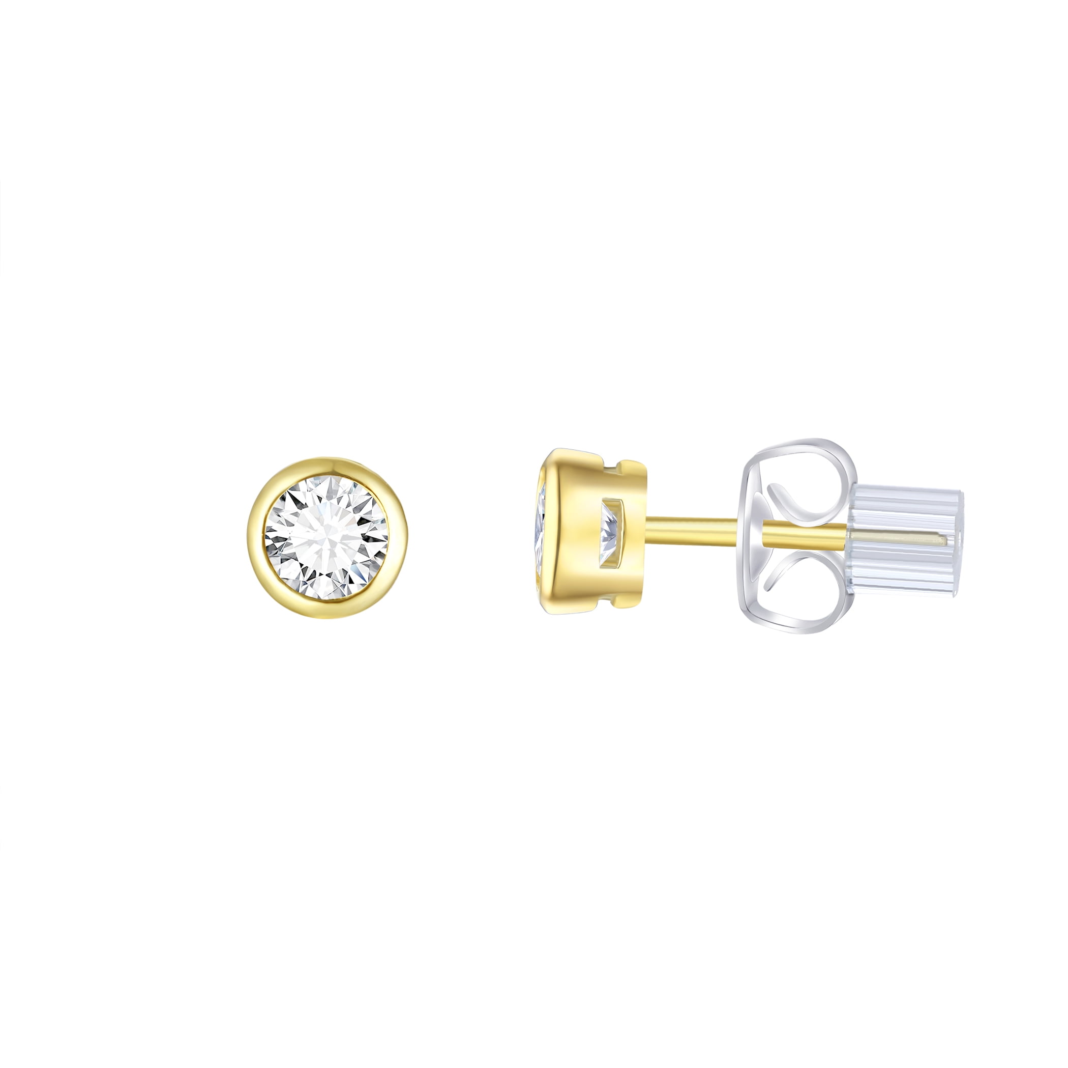 Brilliance Fine Jewelry Women's Simulated Diamond Earring Set with Clicktop Hoop in 14KT Gold Plated Sterling Silver