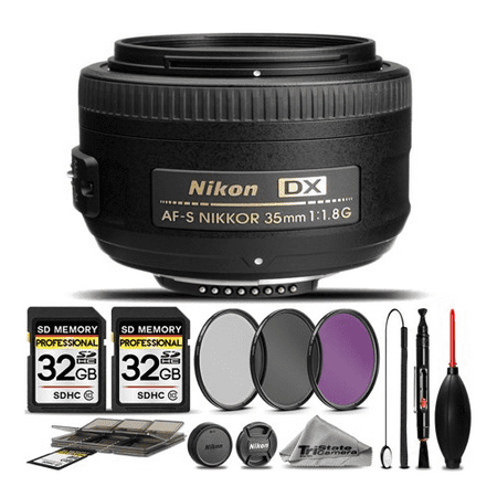 Nikon AF-S DX NIKKOR 35mm f/1.8G Lens For D3000, D3100, D3200, D3300, D5000, D5100, D5200, D5300, D5500, D7000, D7100 Nikon Digital SLR. All Original Accessories Included - International
