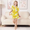 thumbnail image 3 of Silky Satin Kids' Pajama Set Breathable & Smooth Unisex Button-Down Pajamas Yellow and White Checkered Squares, 3 of 8