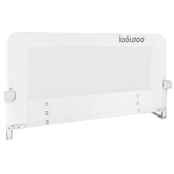KOOLDOO Toddlers Bed Rail Guard 51L*22.8H(Inches) Fold Down Bed Rail Guards, Tall Bed Guard with NBR Foam and 1pcs Safe Belt for Kids, Full Size, Queen & King Mattress, Box Spring(White)