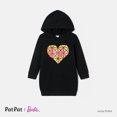 thumbnail image 3 of Barbie Girls Dresses Letter Heart Graphic Long Sleeve Hooded Sweatshirt Dress Sizes 2-9, 3 of 8