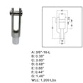 thumbnail image 3 of 4 Pcs 3/8"-16 Left Handed Threaded Yoke End 1200 Lbs WLL Stainless Steel T316, 3 of 9