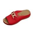 thumbnail image 2 of Xdegoge Women's Flat Slide Sandals Open Toe Summer Shoes Metal Buckle Slip On Casual Beach Vacation Comfortable Daily Walking Footwear, 2 of 8